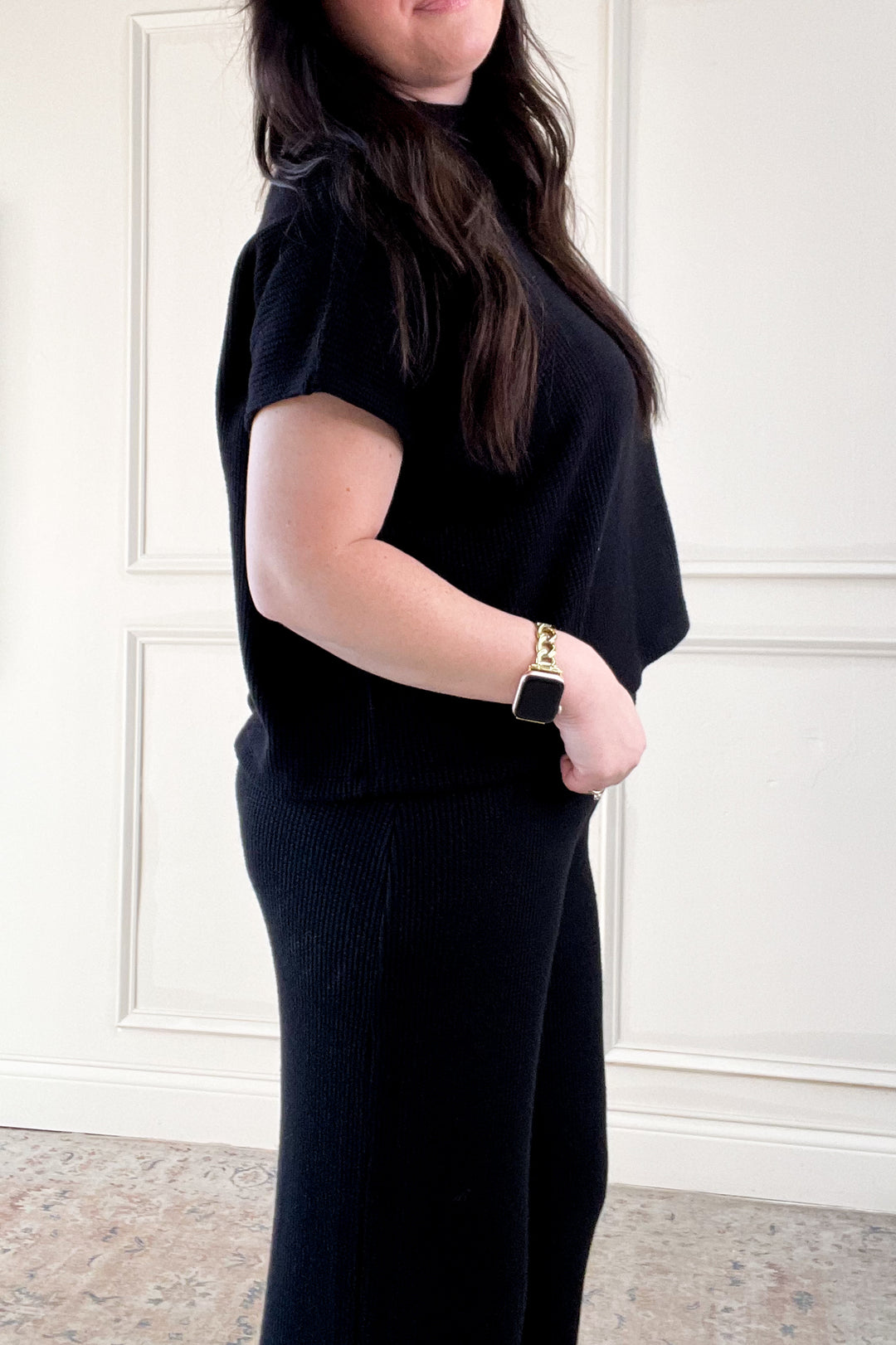 Boxy Short Sleeve Sweater & Flowy Pants Set