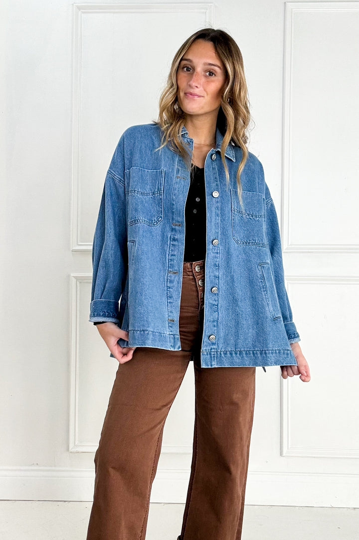 Relaxed Fit Utility Denim Jacket