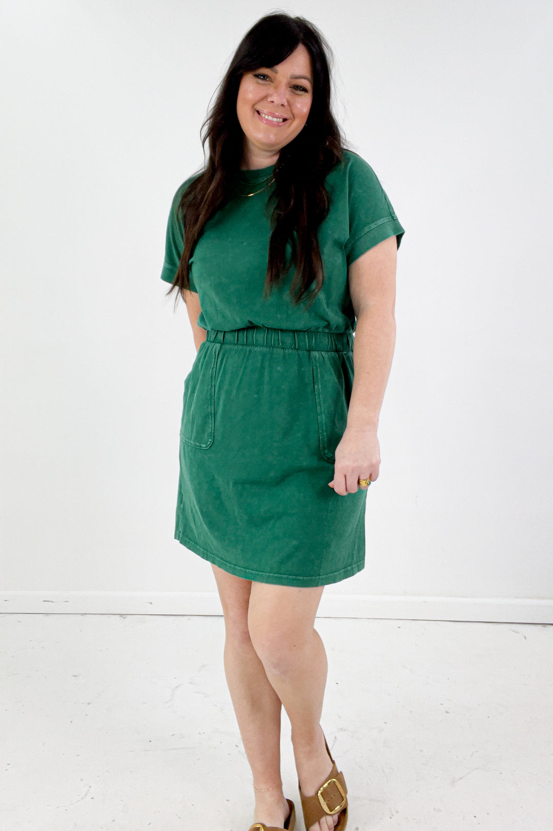 Mineral Washed Cotton Mini Dress