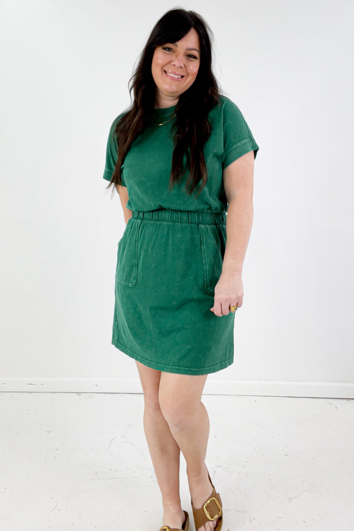 Mineral Washed Cotton Mini Dress