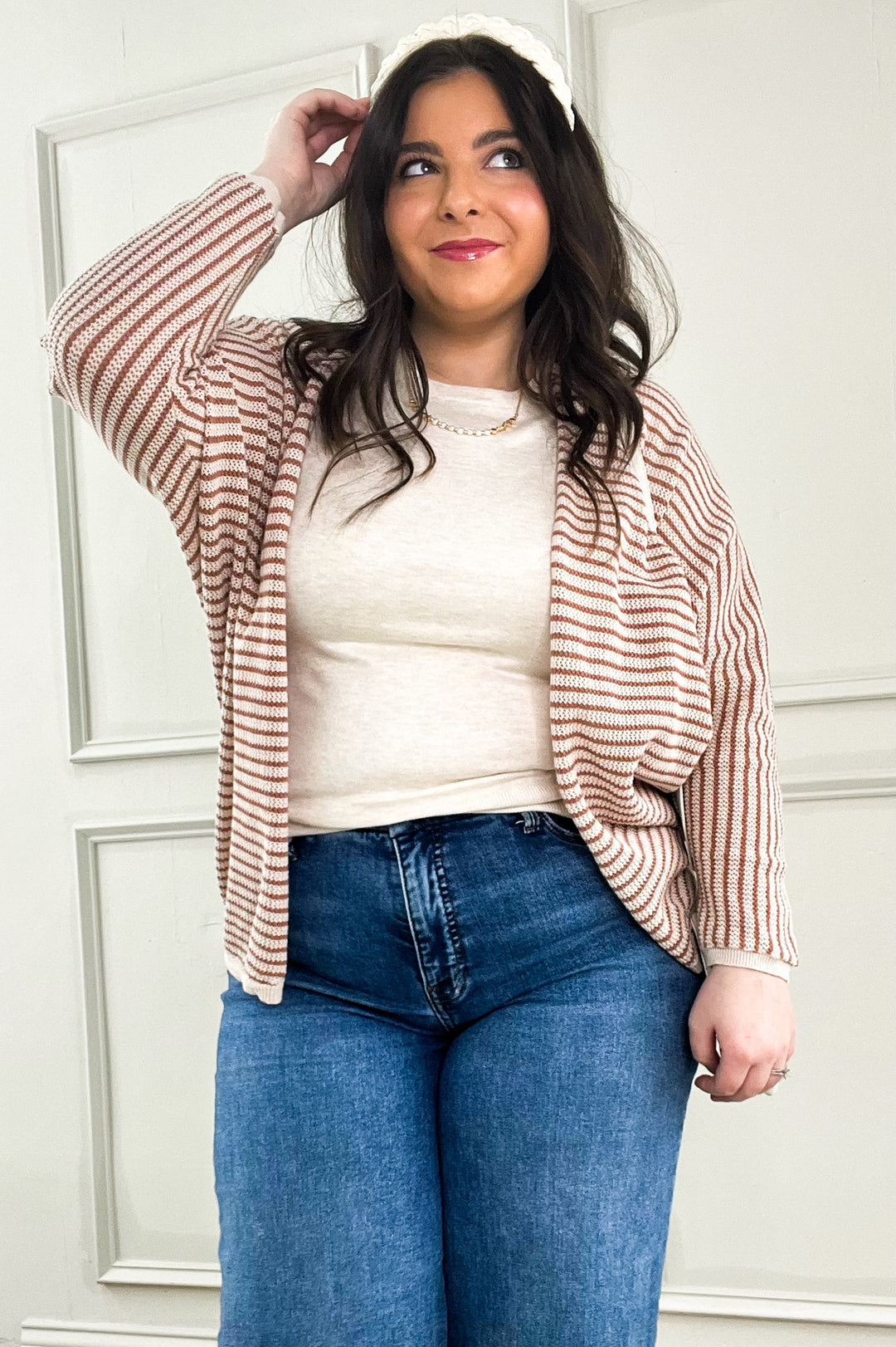 Striped Dolman Open Cardigan