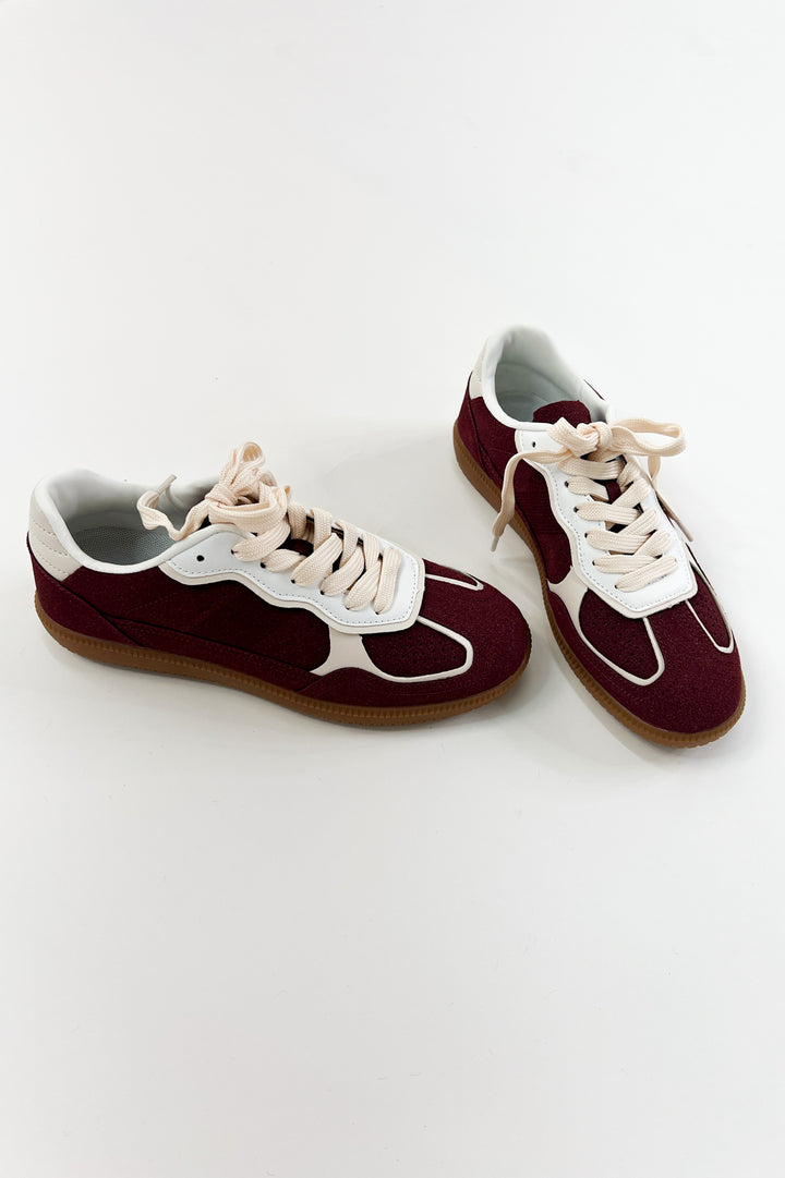 Burgundy Suede Court Sneakers