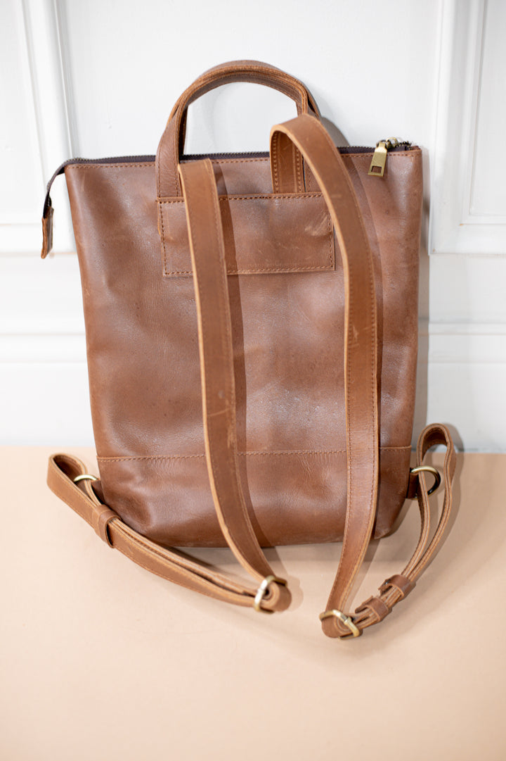 Dessie Leather Backpack- Brown - Zelaki Leather Co.