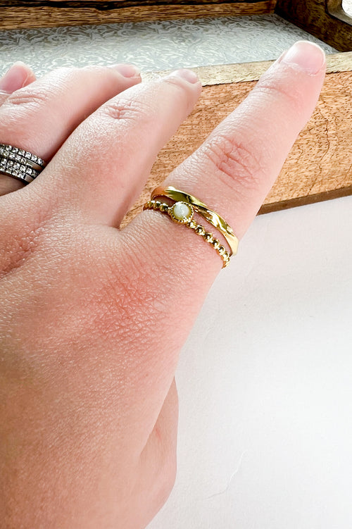 Lindy 18K Gold Non-Tarnish Layered Stone Ring