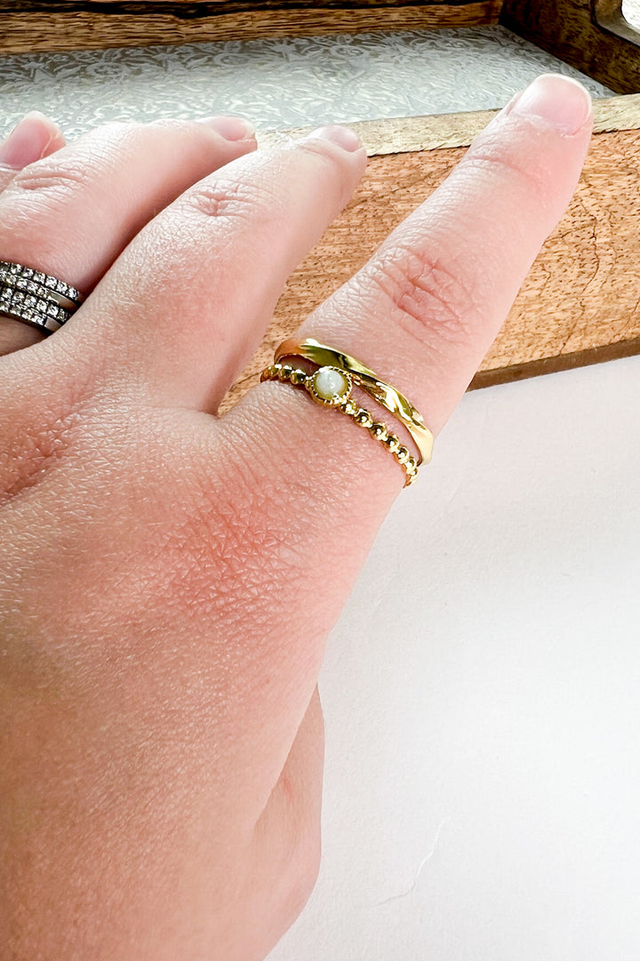 Lindy 18K Gold Non-Tarnish Layered Stone Ring