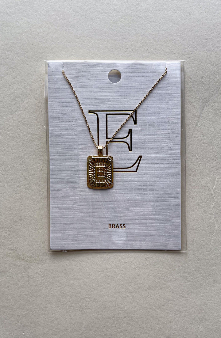 Rectangle Textured Initial Necklaces