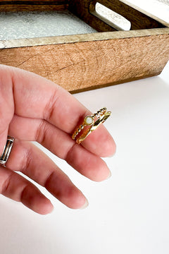 Lindy 18K Gold Non-Tarnish Layered Stone Ring
