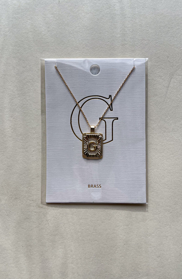 Rectangle Textured Initial Necklaces