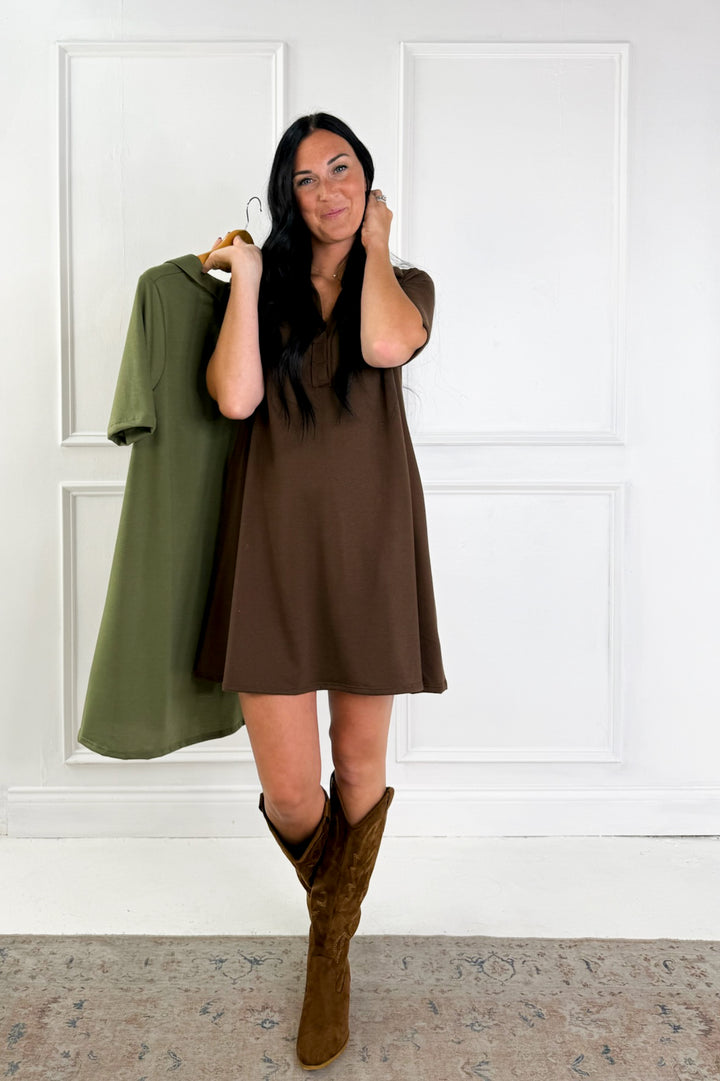 Half Sleeve Polo Mini Dress