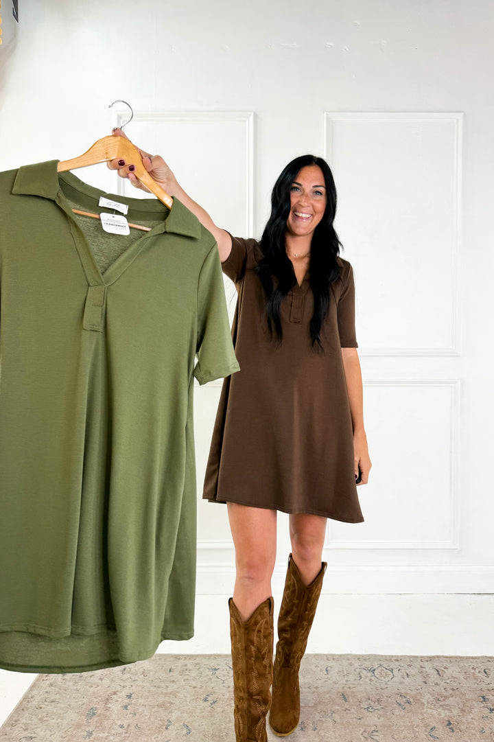 Half Sleeve Polo Mini Dress