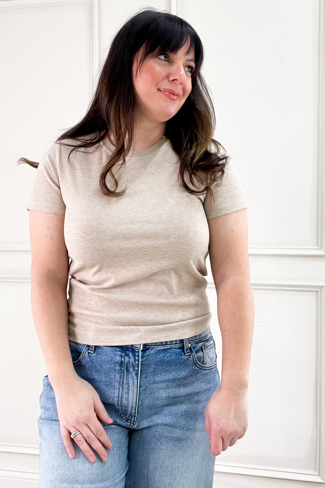 Soft Touch Rib Knit Short Sleeve Top