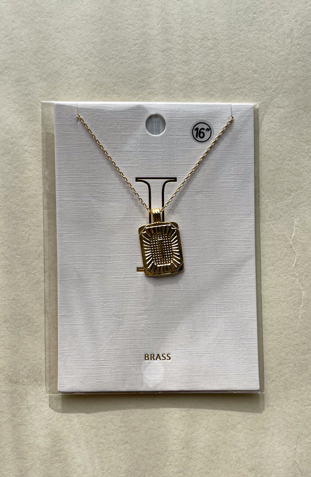 Rectangle Textured Initial Necklaces