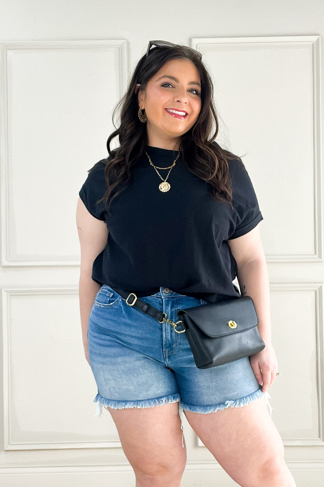 Mid Rise Raw Frayed Denim Shorts