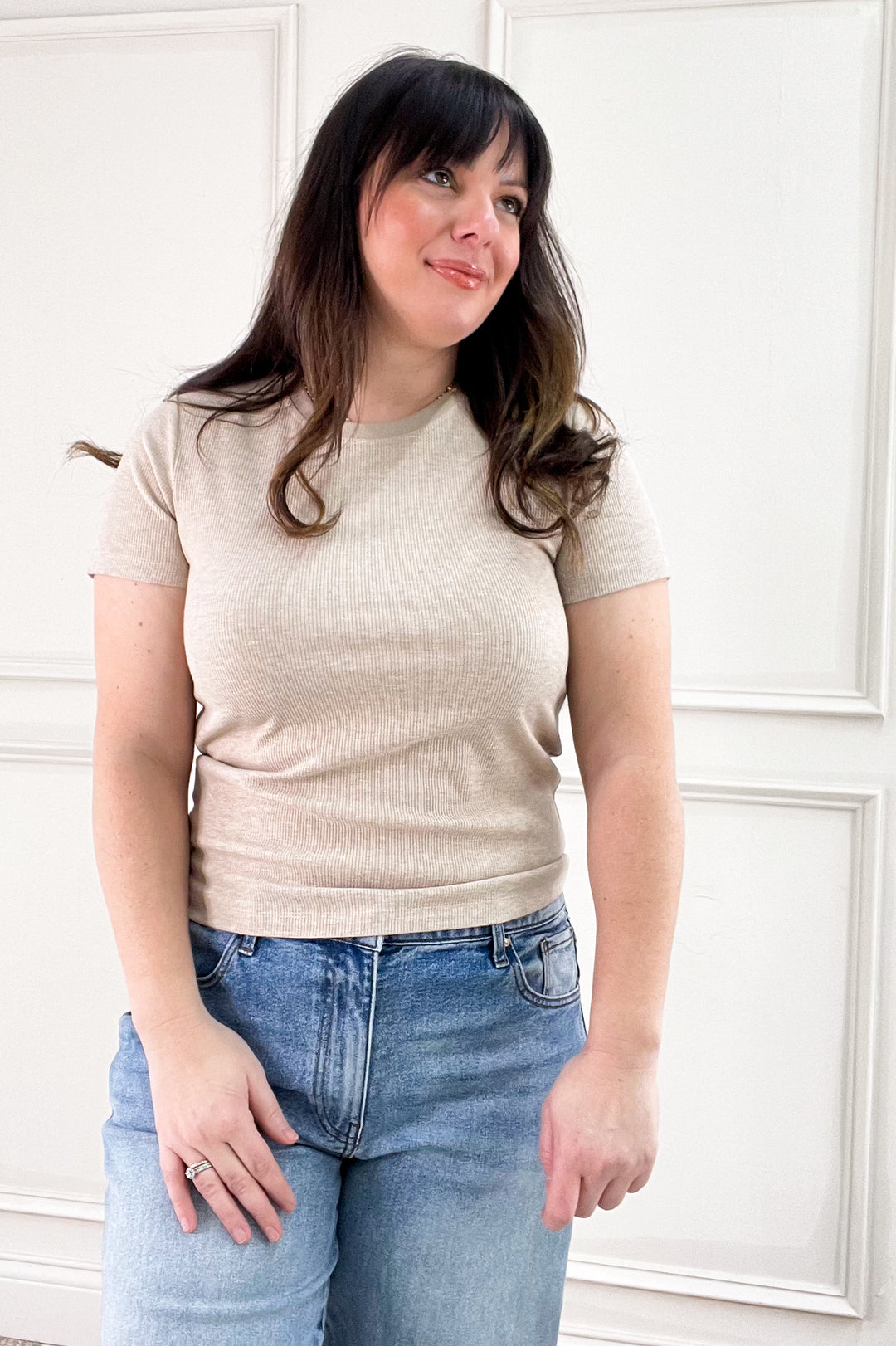 Soft Touch Rib Knit Short Sleeve Top