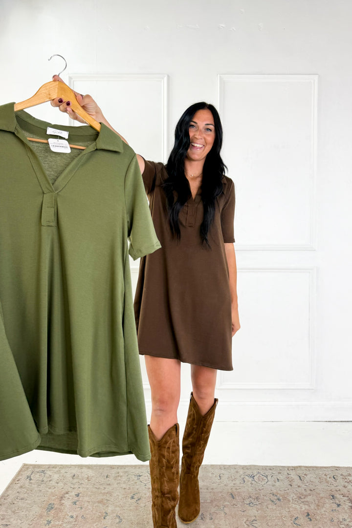 Half Sleeve Polo Mini Dress