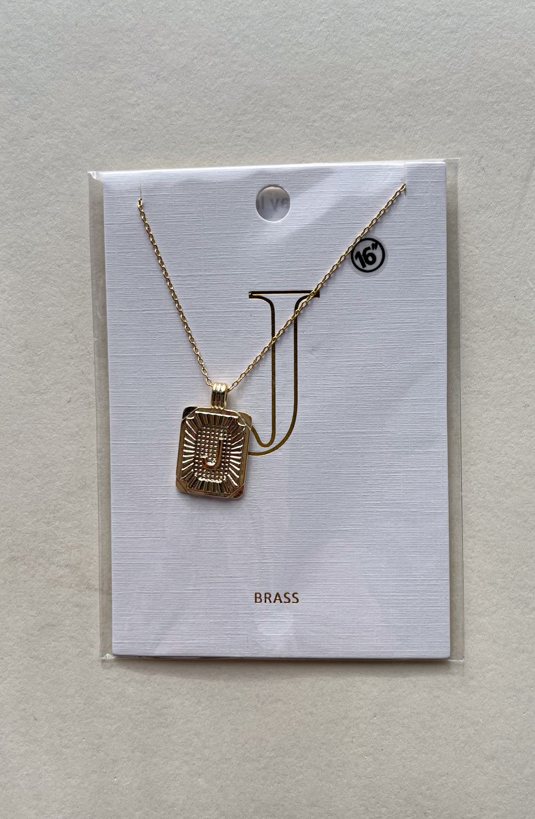 Rectangle Textured Initial Necklaces