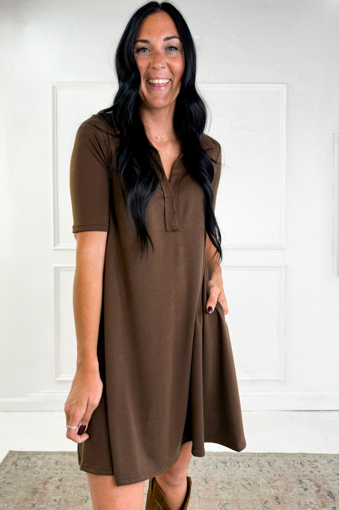 Half Sleeve Polo Mini Dress