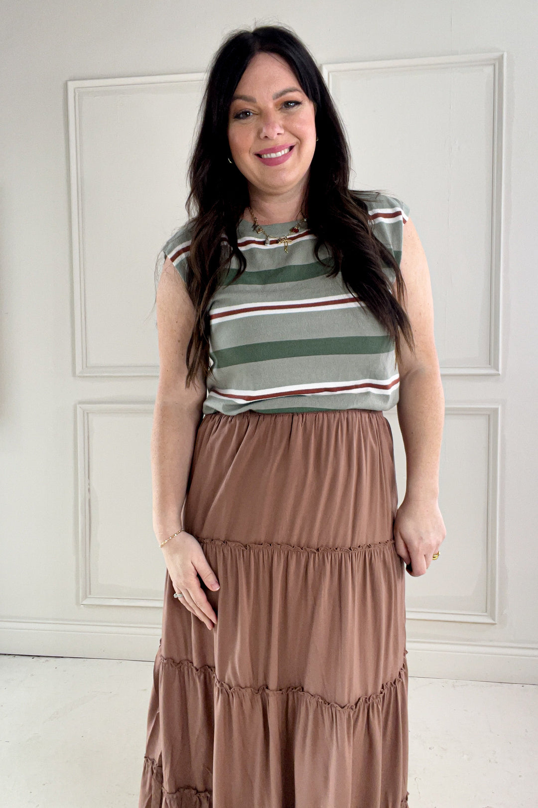 Ruffle Hem Tiered Maxi Skirt