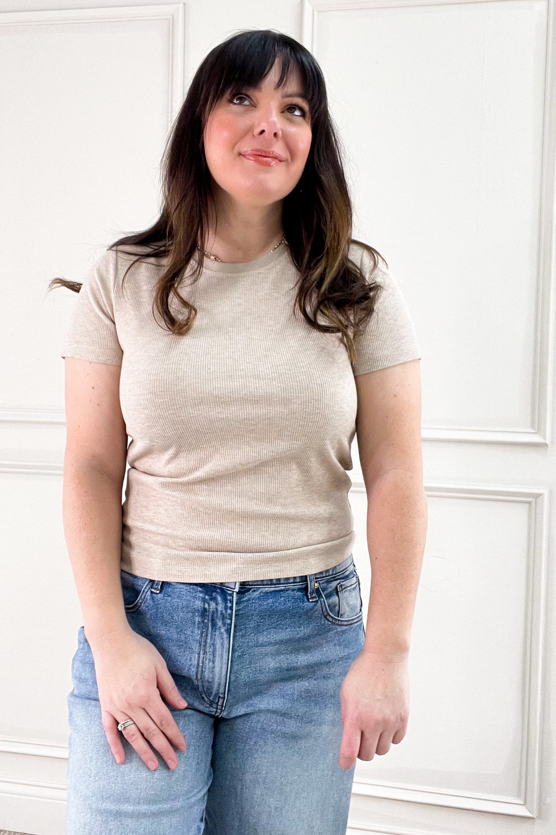 Soft Touch Rib Knit Short Sleeve Top