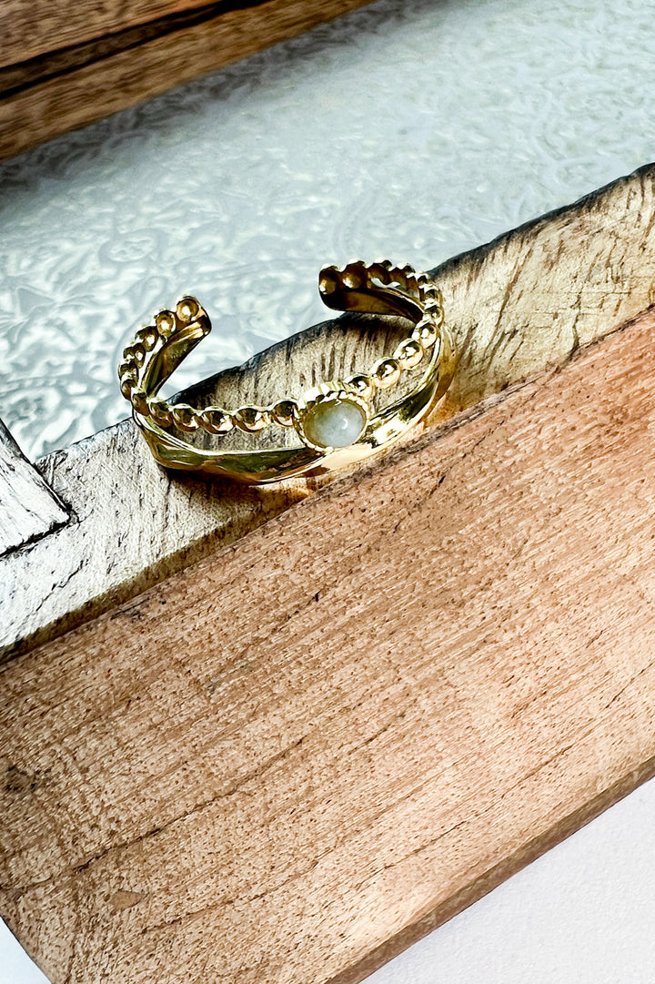 Lindy 18K Gold Non-Tarnish Layered Stone Ring