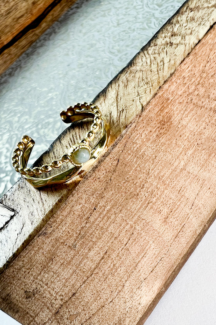 Lindy 18K Gold Non-Tarnish Layered Stone Ring