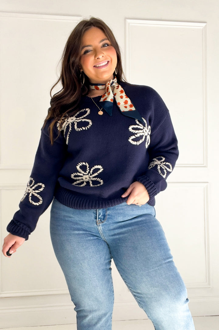 Flower Stitch Embroidered Sweater