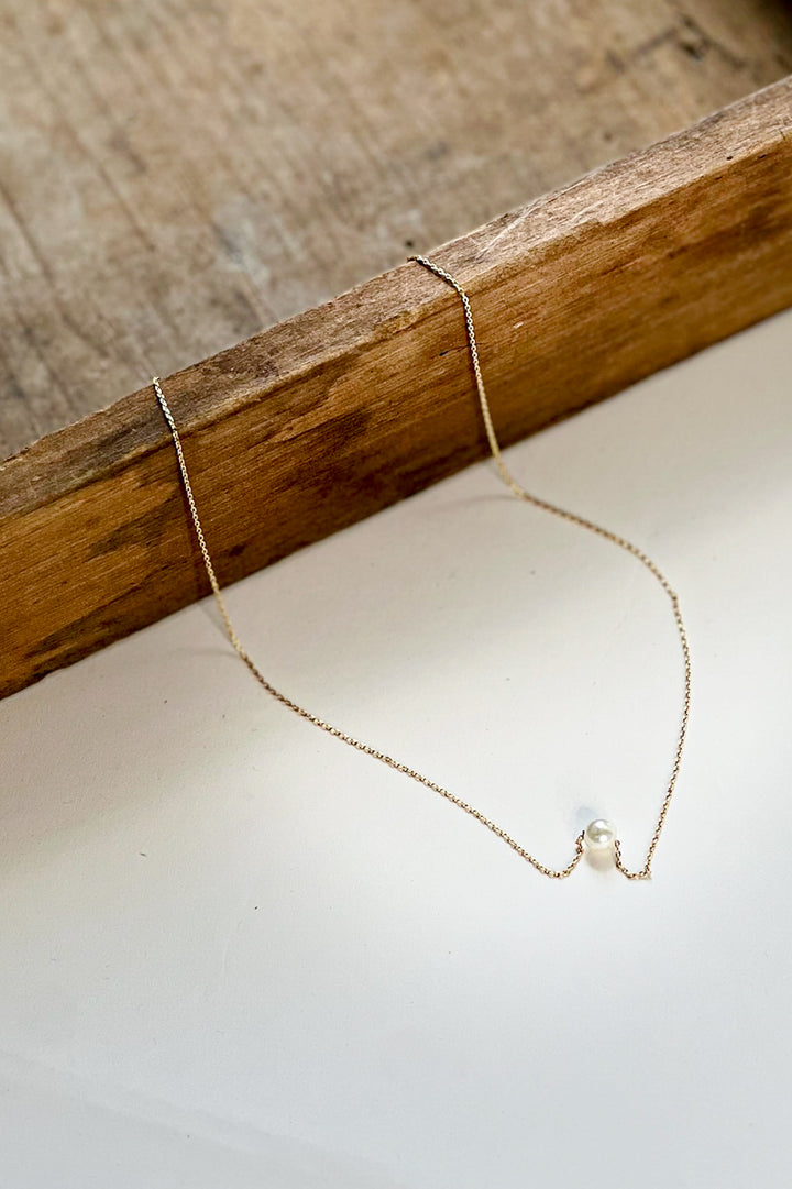 6mm Pearl Charm 18K Gold Dipped Necklace