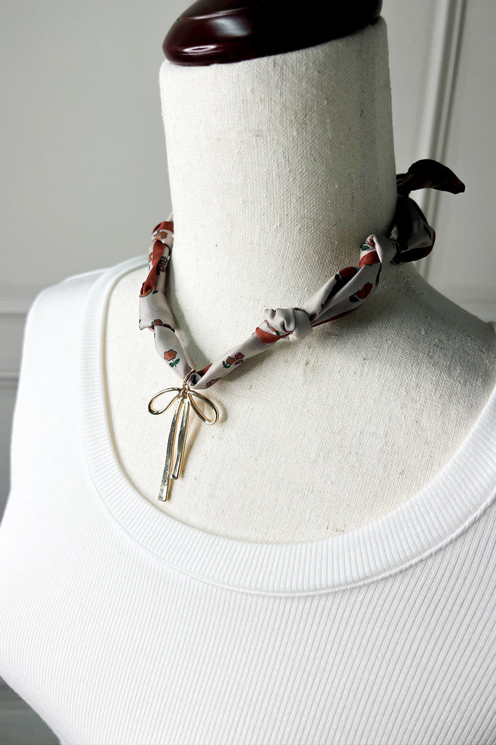 Handmade Scarf Charm Necklace | Bow