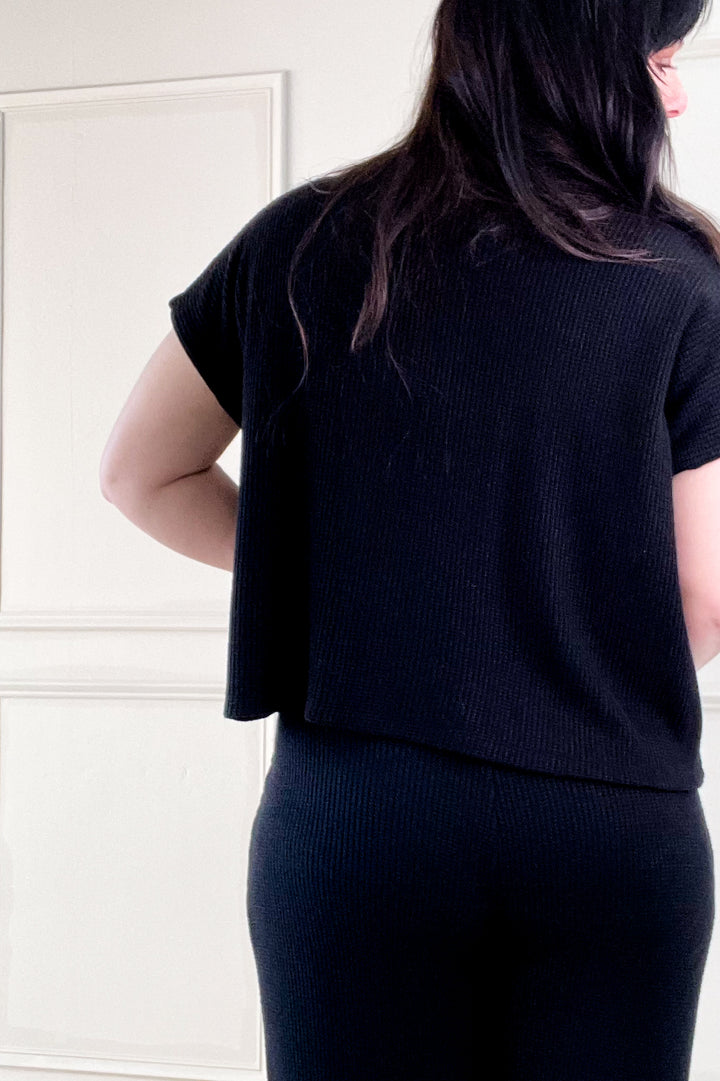 Boxy Short Sleeve Sweater & Flowy Pants Set