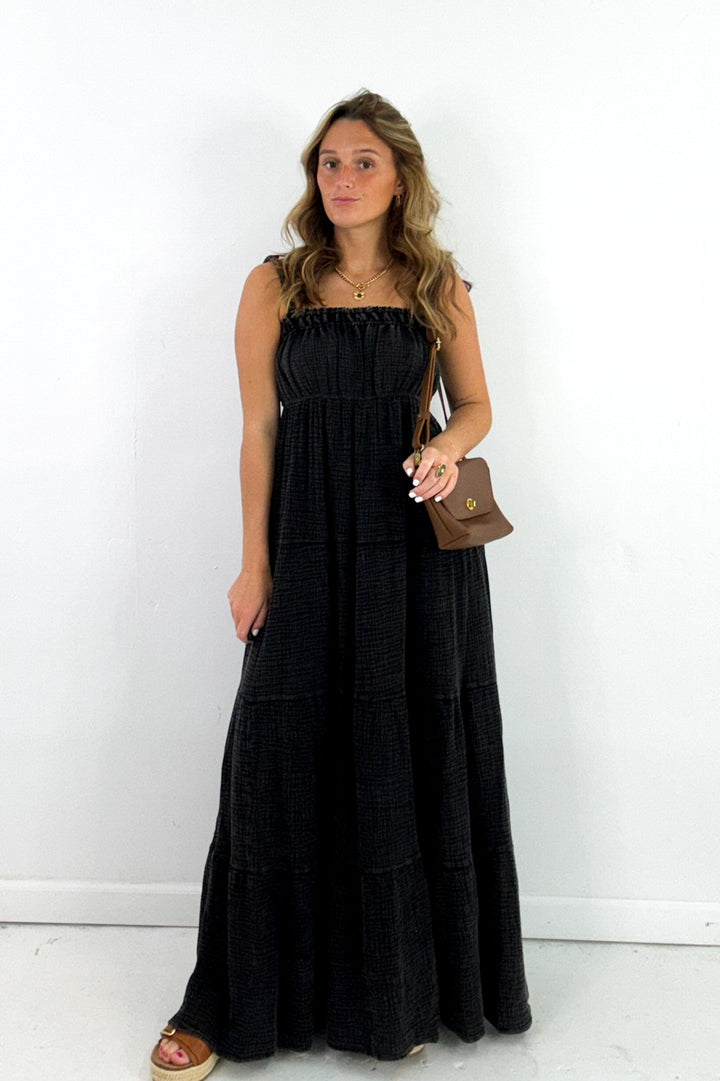 Washed Cotton Overall Maxi Dress