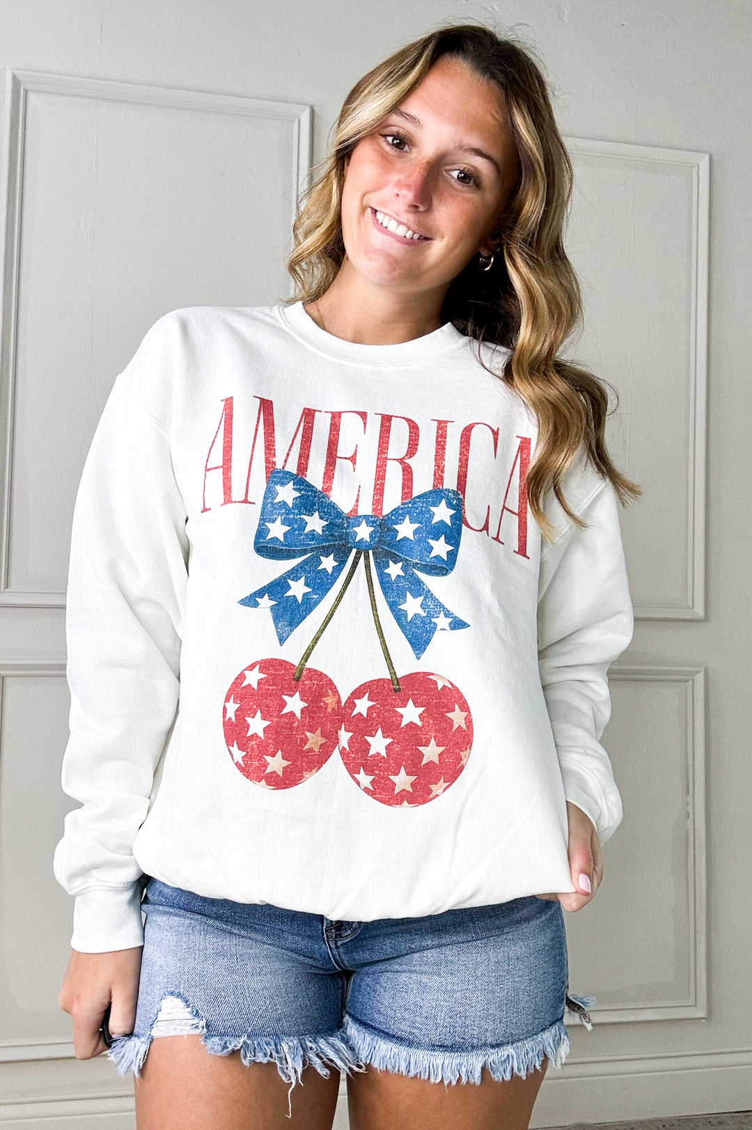 America USA Cherry Graphic Sweatshirt