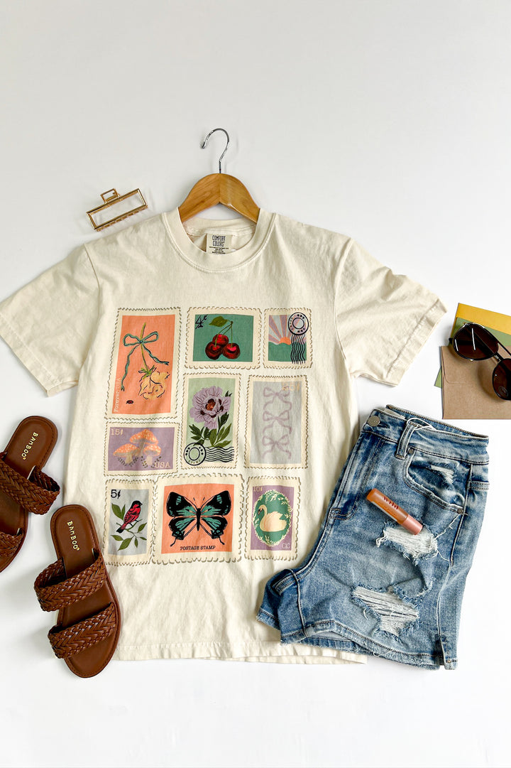 Postage Stamp Collage Graphic Tee