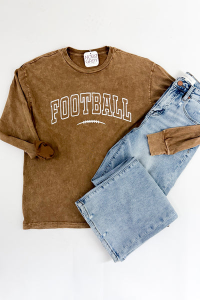 Football Puff Mineral Washed Long Sleeve Graphic Tee