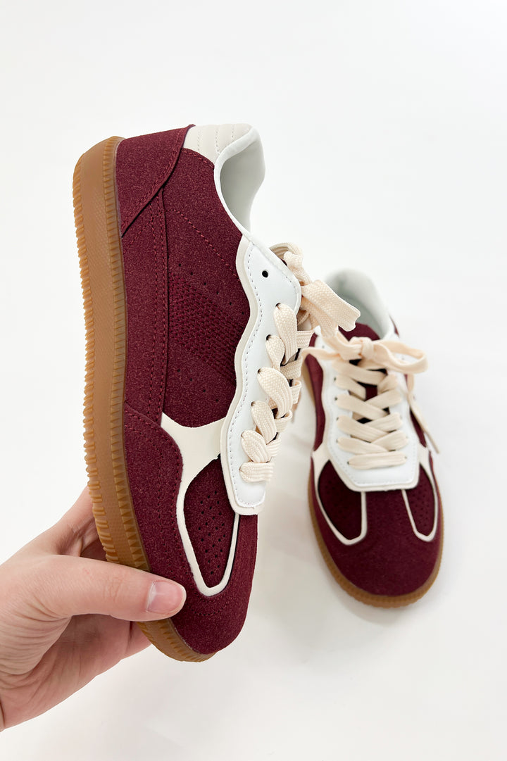 Burgundy Suede Court Sneakers