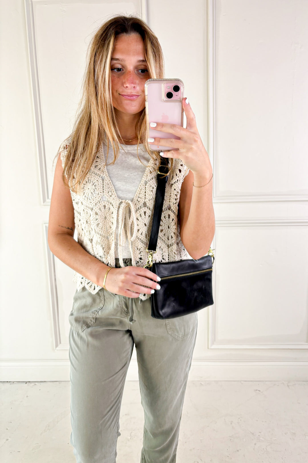 Crochet Laced Sleeveless Sweater Vest