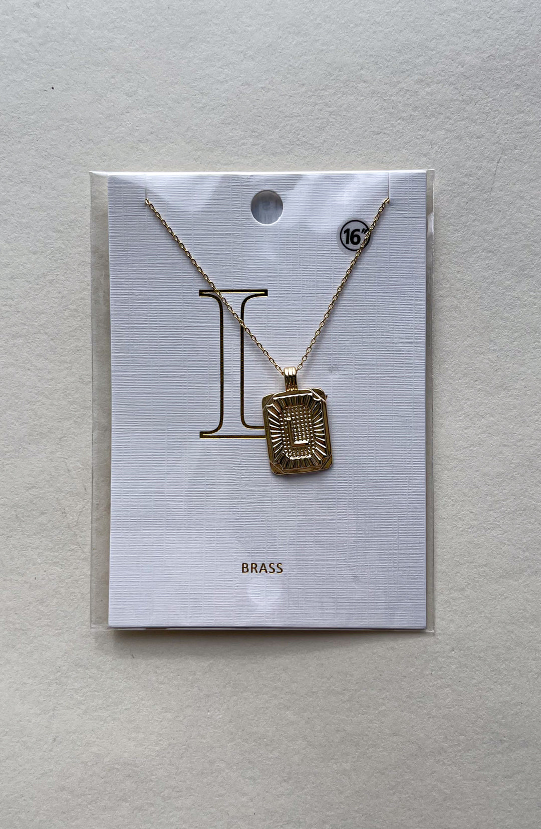 Rectangle Textured Initial Necklaces