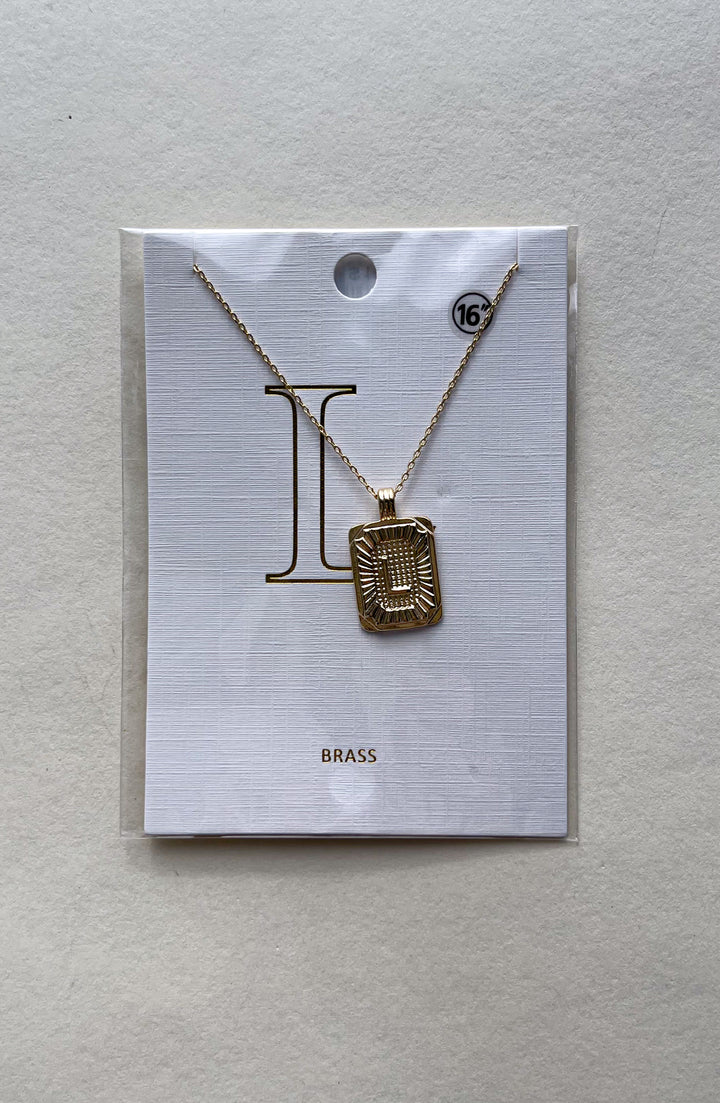 Rectangle Textured Initial Necklaces