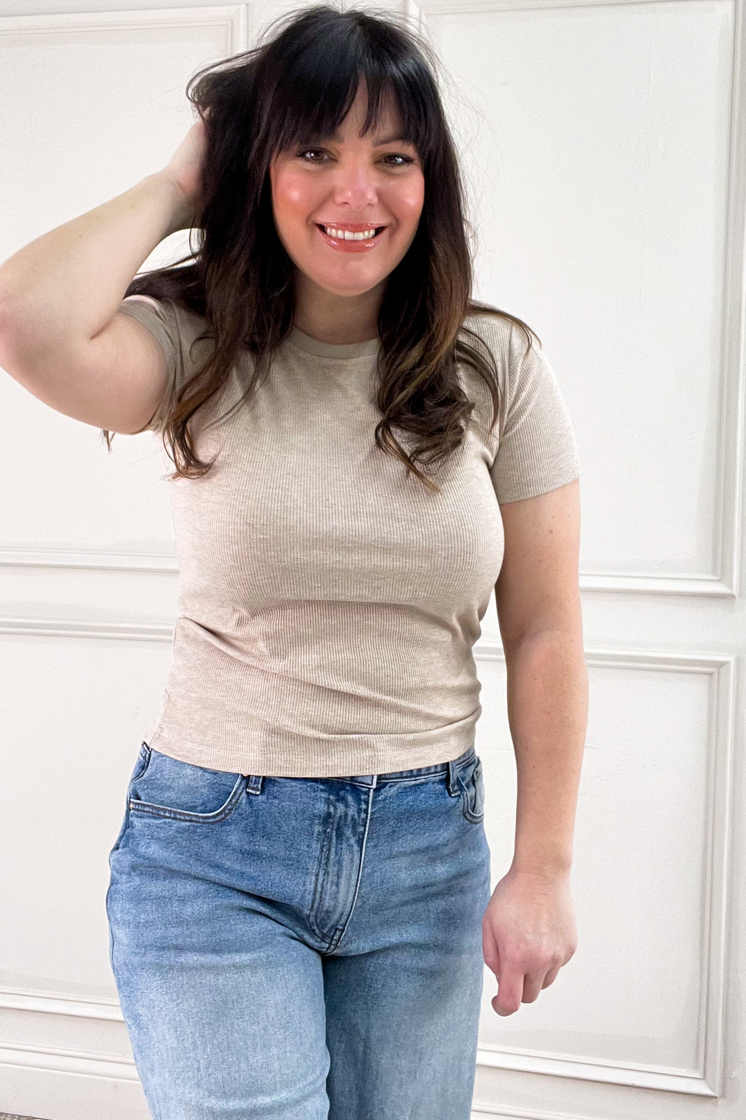 Soft Touch Rib Knit Short Sleeve Top