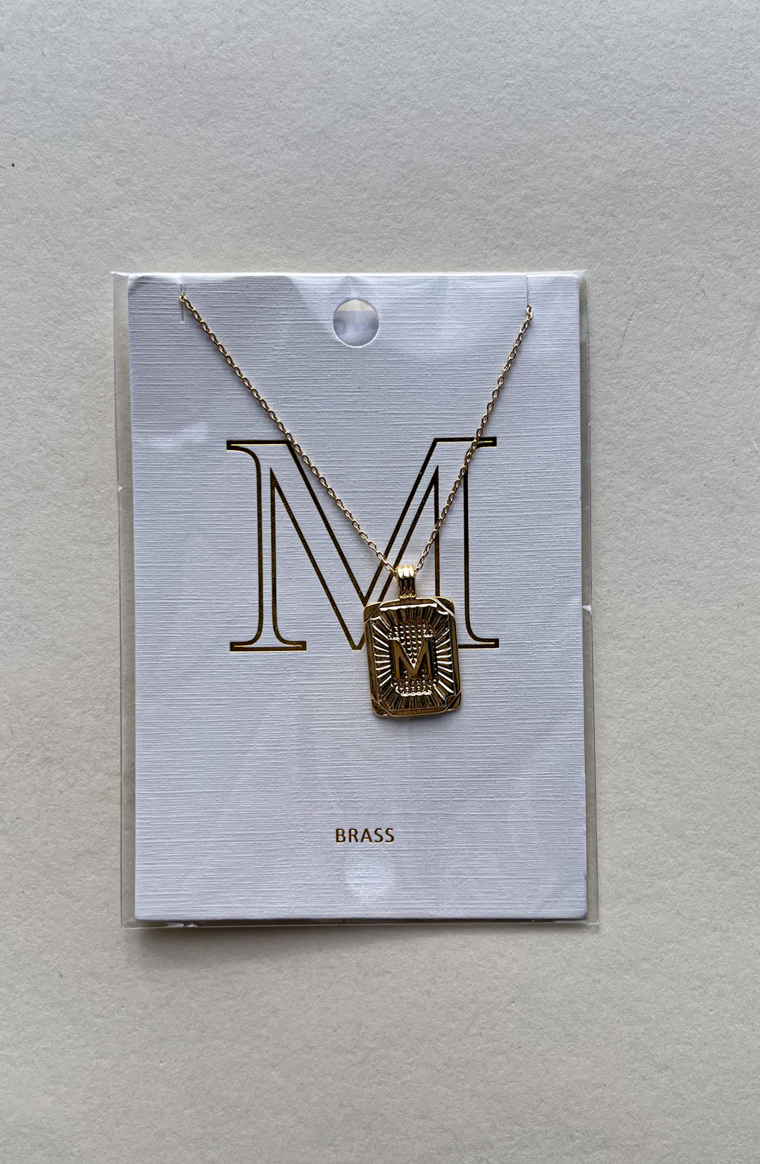 Rectangle Textured Initial Necklaces