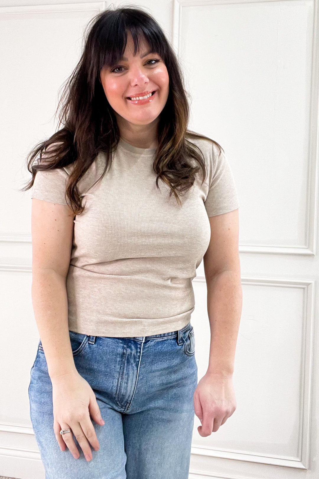 Soft Touch Rib Knit Short Sleeve Top