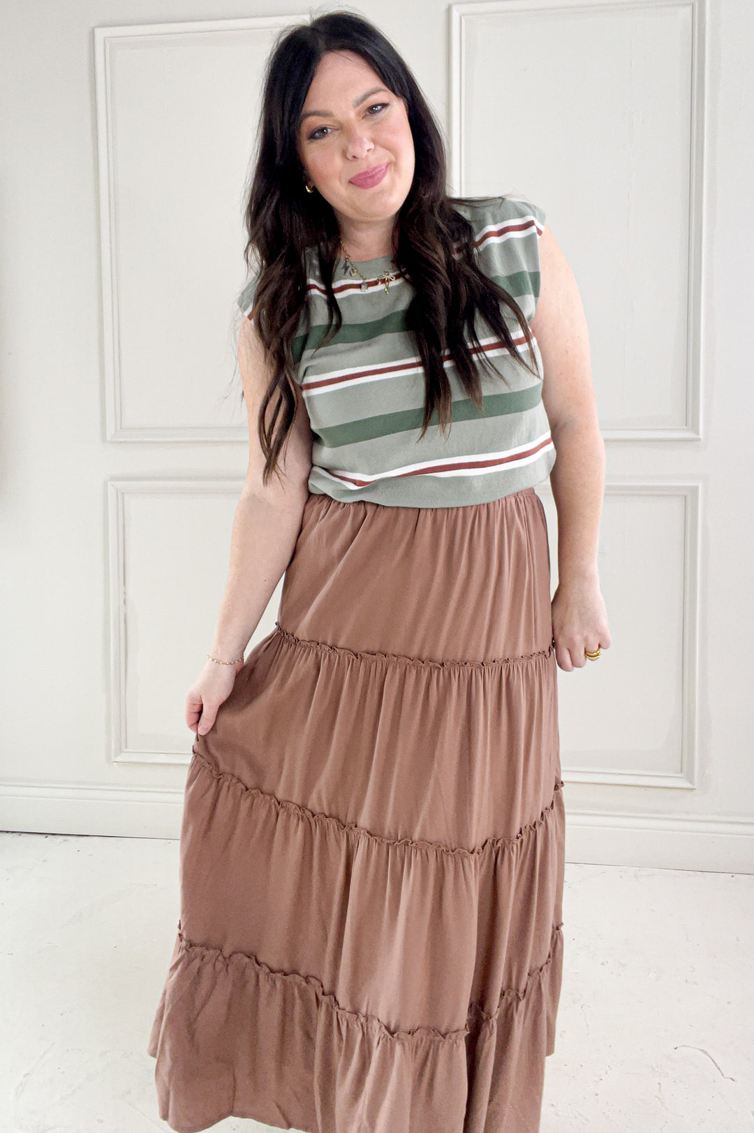 Ruffle Hem Tiered Maxi Skirt