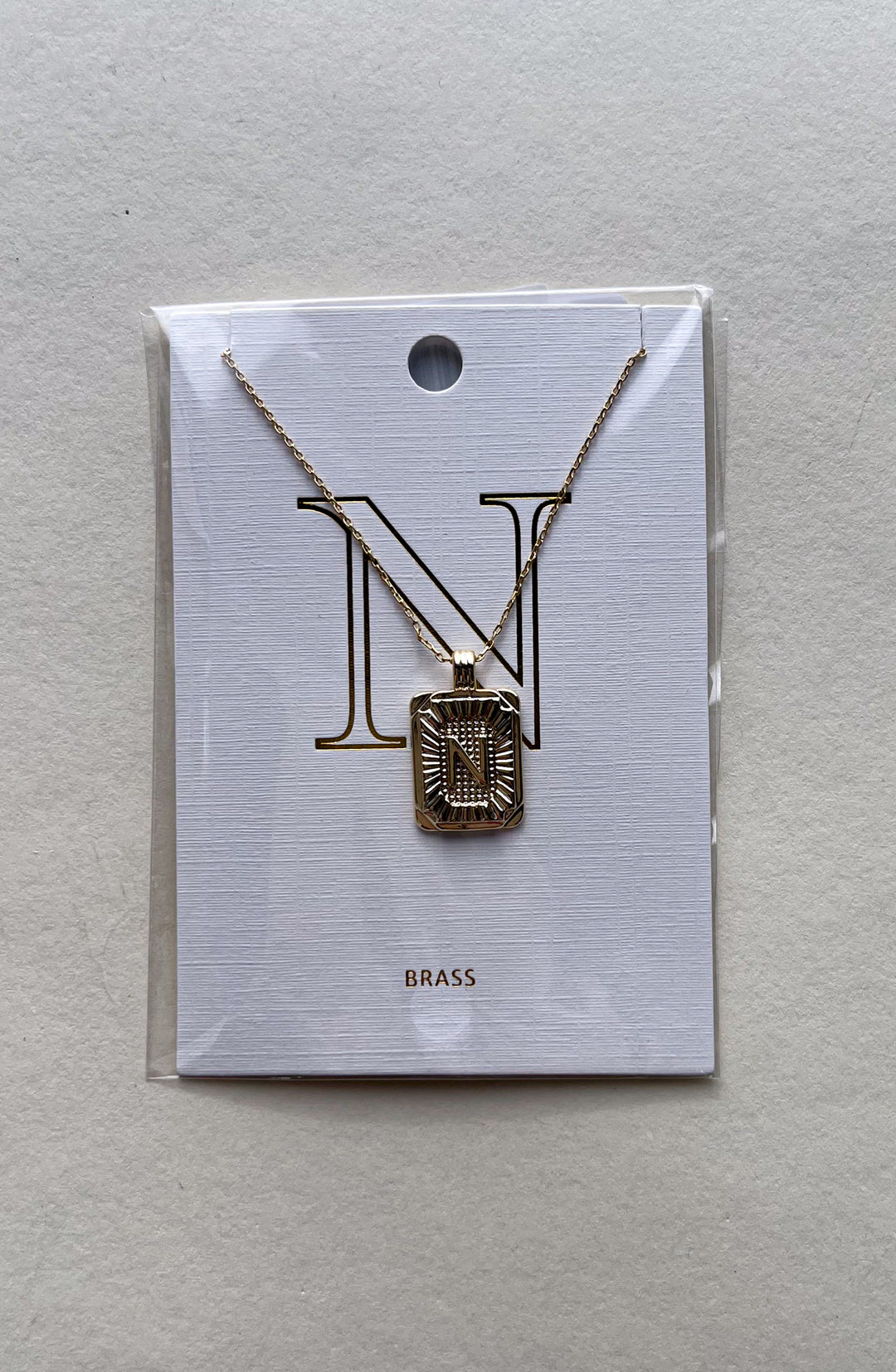 Rectangle Textured Initial Necklaces