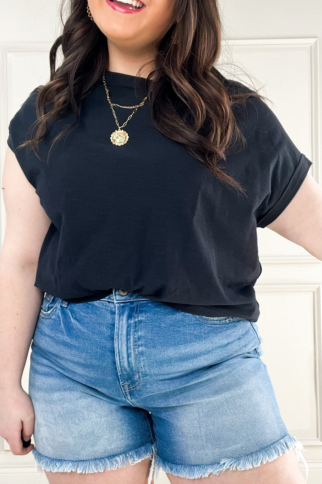 Cotton Slub Short Cuffed Sleeve Tee