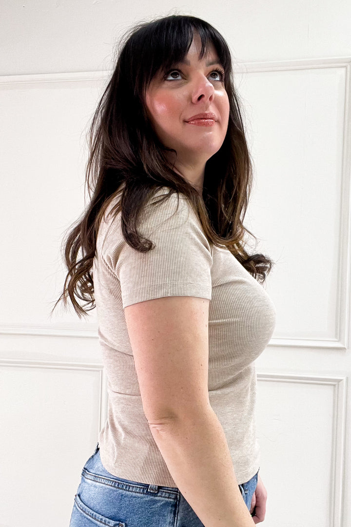 Soft Touch Rib Knit Short Sleeve Top