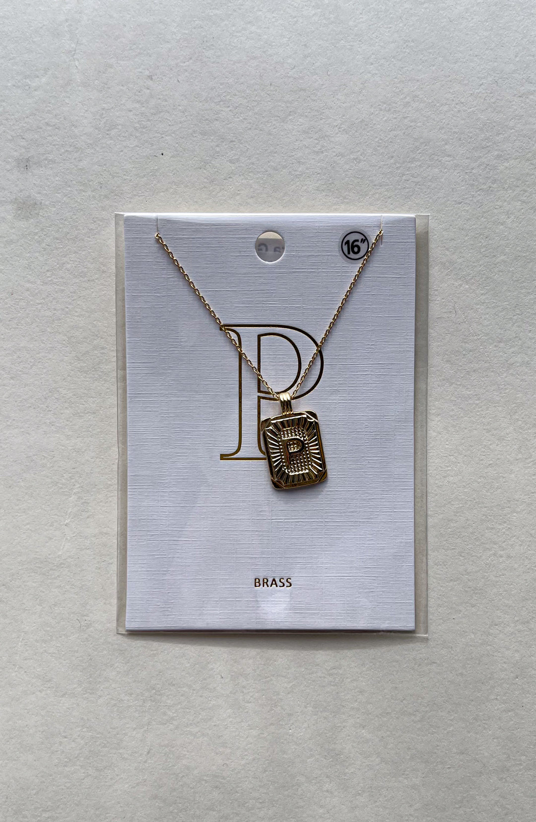 Rectangle Textured Initial Necklaces