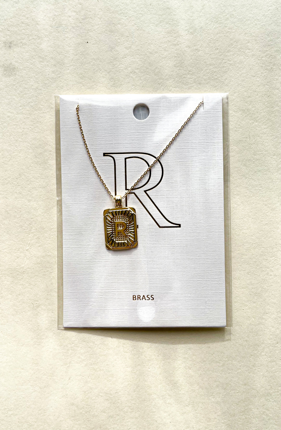 Rectangle Textured Initial Necklaces