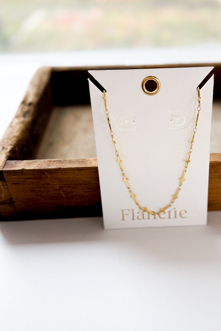 18K Gold Cross Choker Necklace