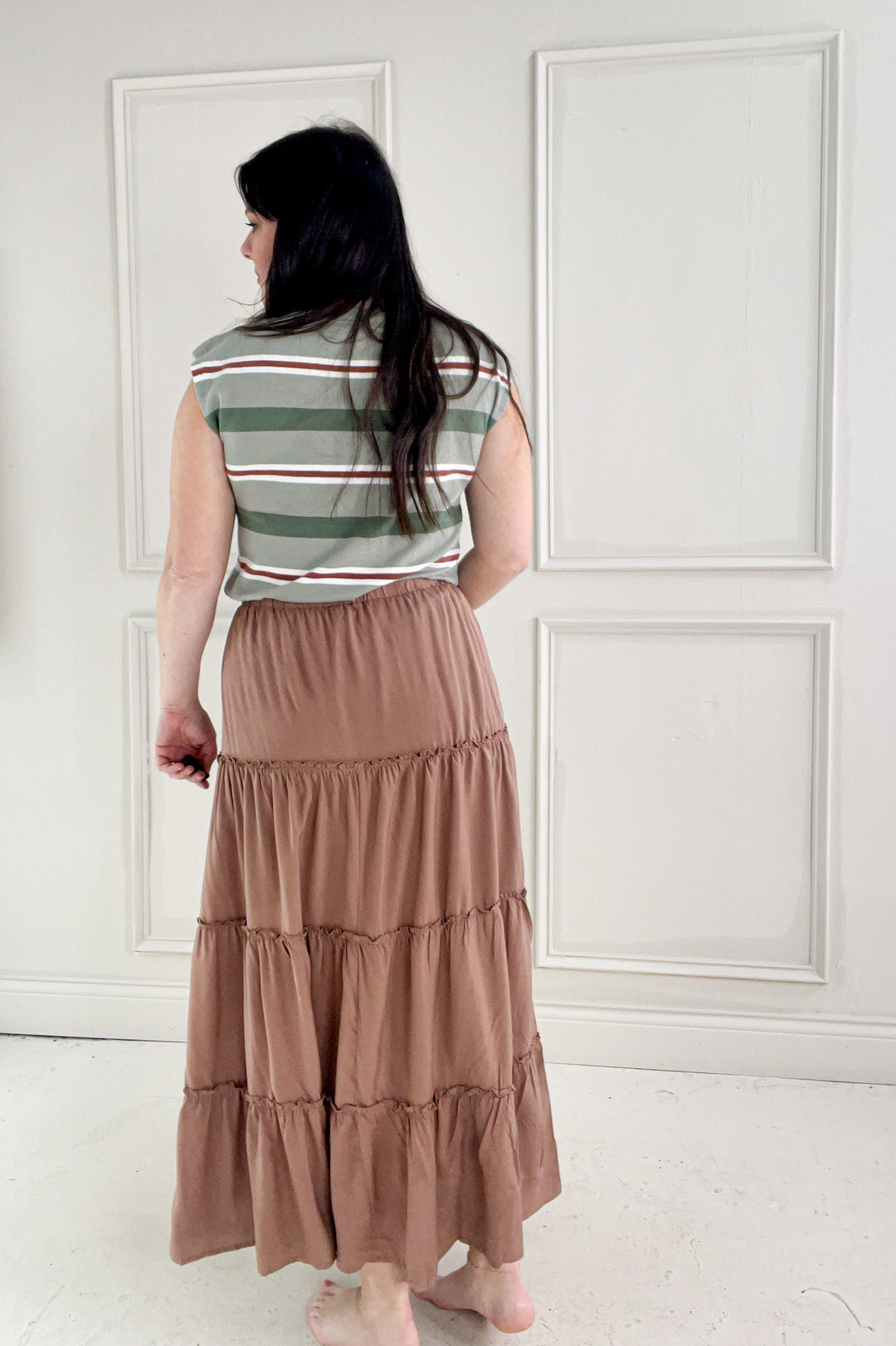 Ruffle Hem Tiered Maxi Skirt