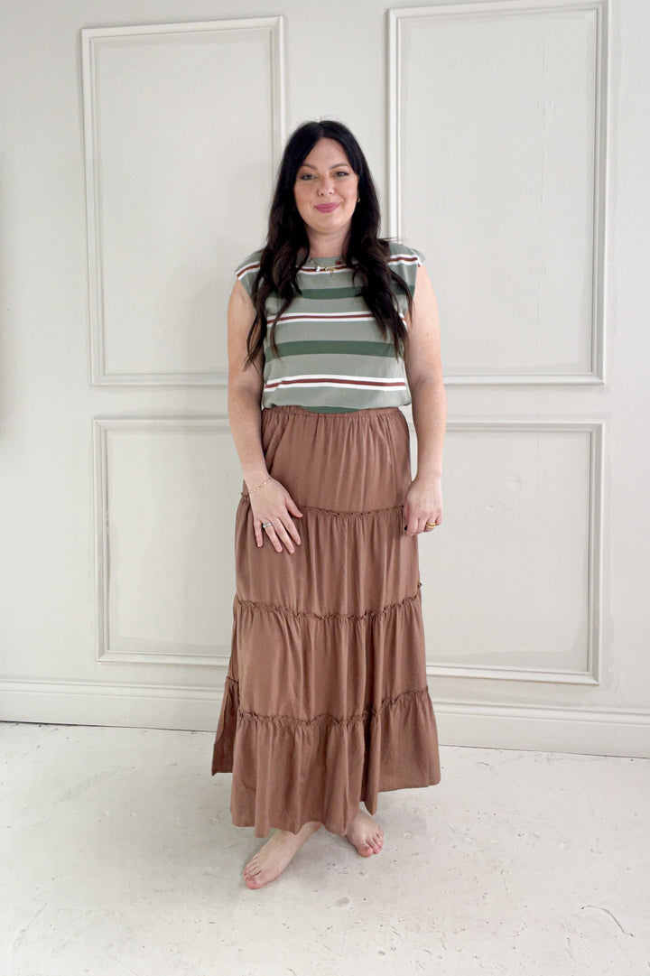 Ruffle Hem Tiered Maxi Skirt