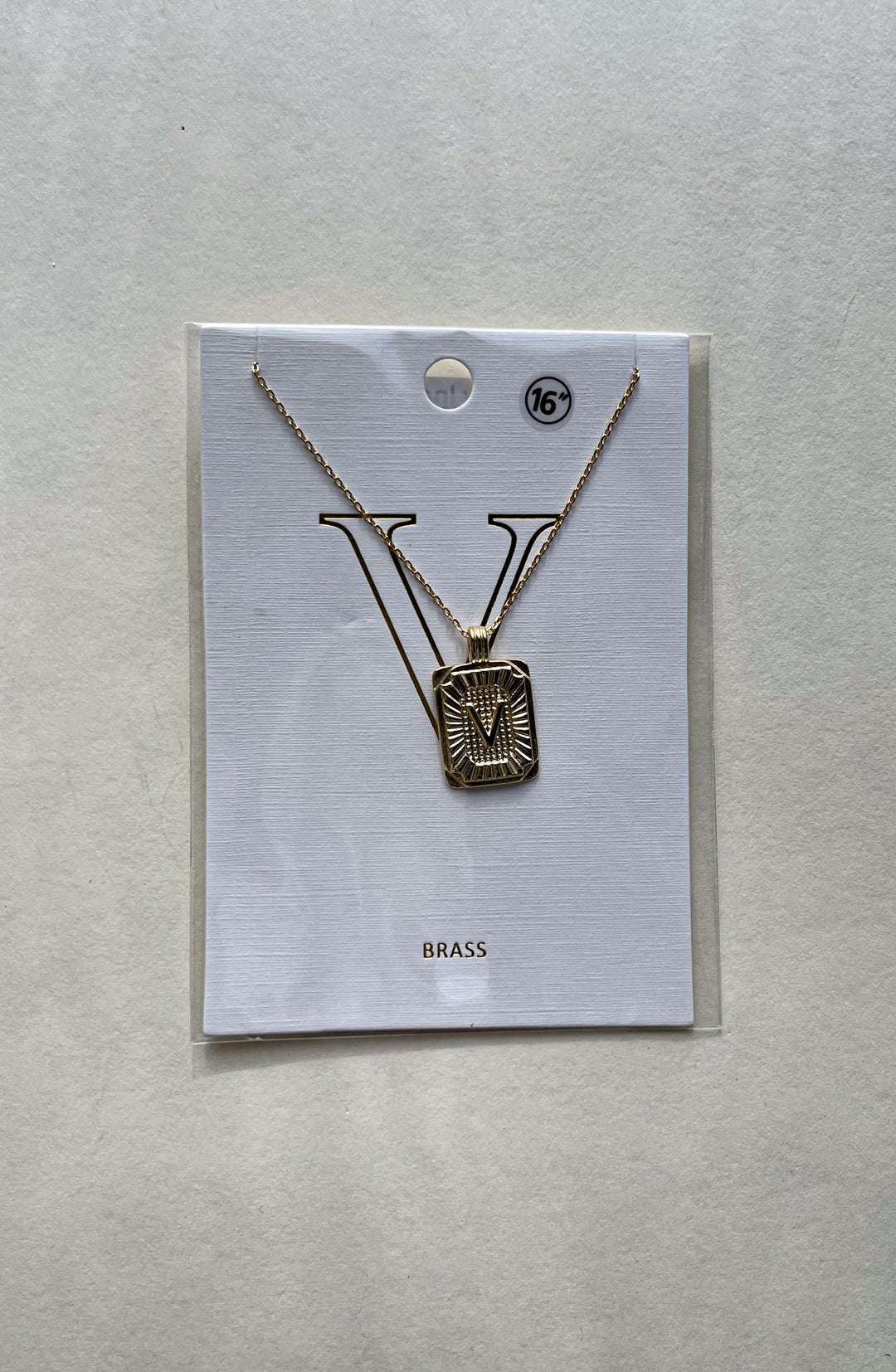 Rectangle Textured Initial Necklaces